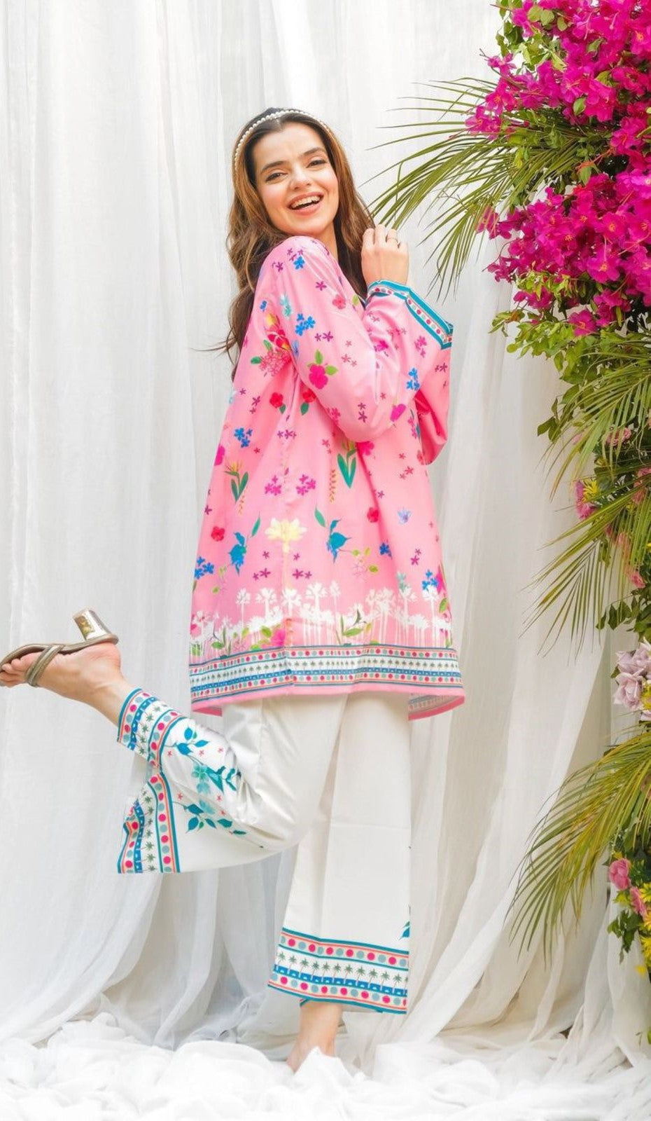 PINK FLORAL DIGITAL PRINTED CORD SET