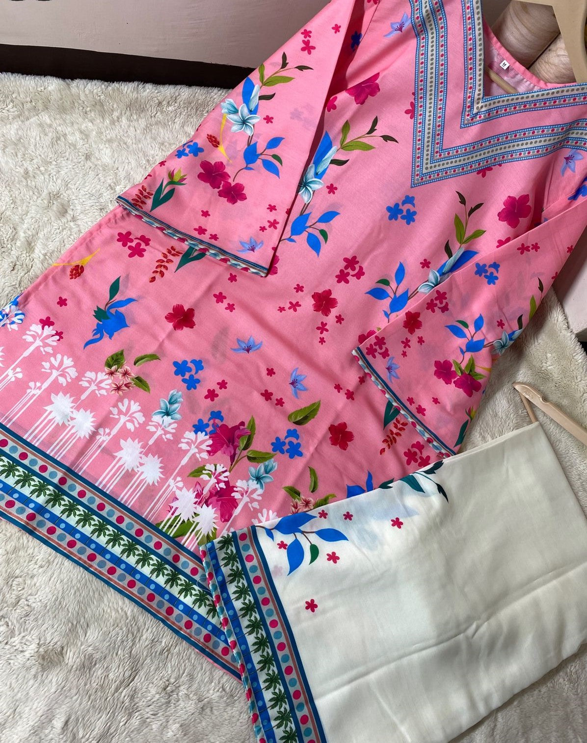 PINK FLORAL DIGITAL PRINTED CORD SET